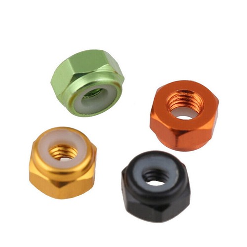 Aluminum Hex Hexagon Nylon Insert Lock Nut Nylock Nuts M4 M5 M6 Colorful - Picture 6 of 8
