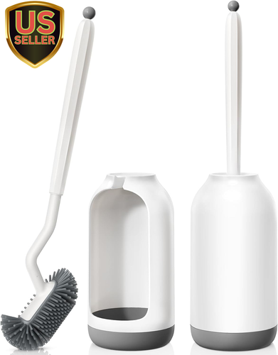 Toilet Bowl Brush Holder Set: 2Pack Deep Cleaning Silicone Toilet Scrubber under