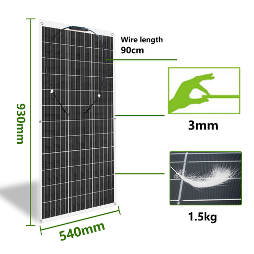 12V 300W Flexible Solar Panel Mono Caravan Boat Camping Portable Power RV Home - Picture 2 of 11