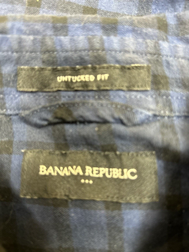 Banana Republic Hemd dunkelblau kariert ungesteppte Passform Knopfleiste Langarm S Herren - Bild 5 von 6