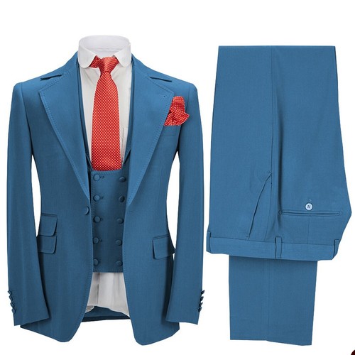 2024 Men's Formal Wedding Suits Single Breasted Slim Fit Office Jacket Pant Vest - Picture 18 of 25