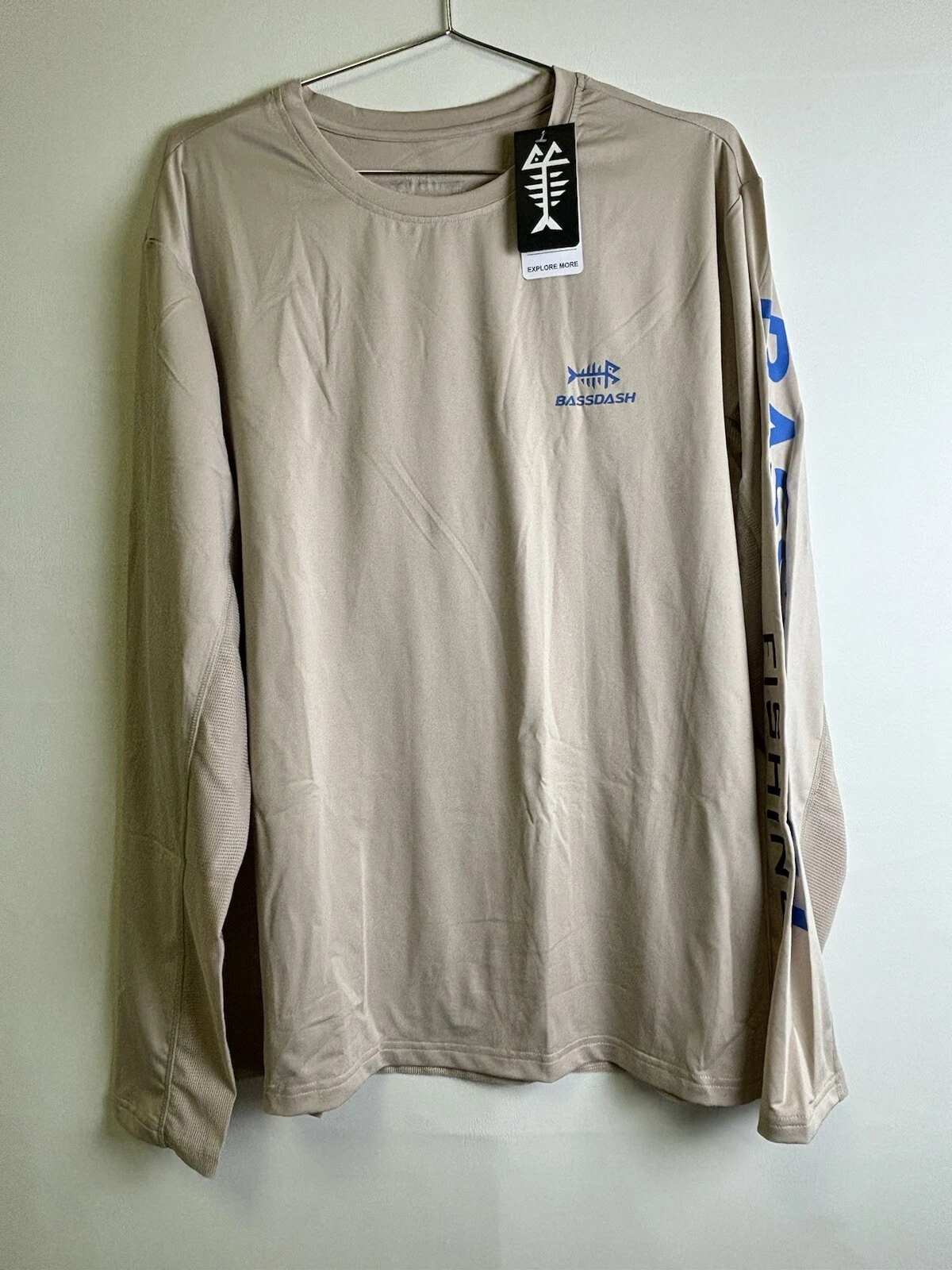 BASSDASH Fishing Shirt Long Sleeve, UV Sun Protection UPF Men’s Size L *NEW*