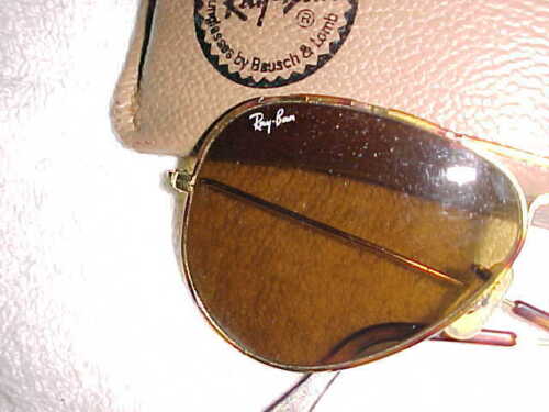 Early RAY BAN AVIATOR SUNGLASSES - signed AMBER LENSES - LEATHER CASE Early RAY BAN AVIATOR SUNGLASSES - signed AMBER LENSES - LEATHER CASE