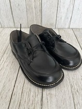 Vintage Boys Black Leather Oxford Shoes - Toddler Boy Size 6 1950's-60s NOS