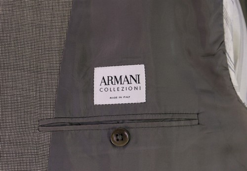 Armani Collezioni Gray/Black Woven 3-Btn Wool Silk Sportcoat Blazer 46R - Picture 7 of 9