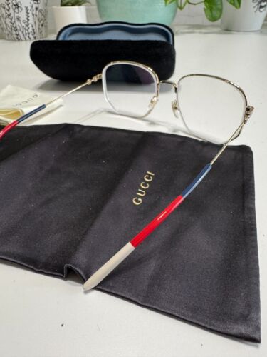 Gucci GG 0396O 002 Gold & Blue/Red/White With Case and Pouch and Cloth 56 18 140 - Bild 12 von 24