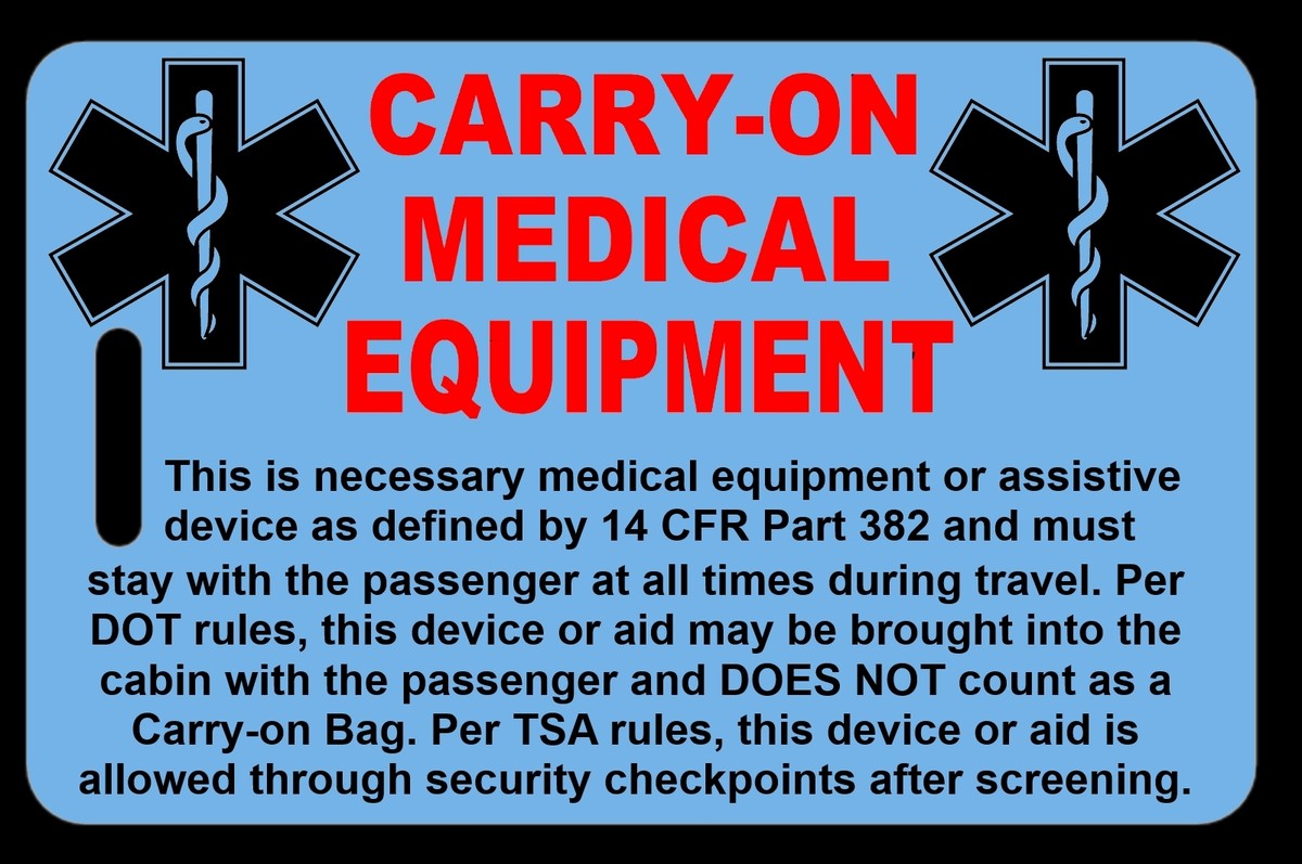 Personalized Sky Blue Carry-On Medical Equipment Luggage/Bag Tag 