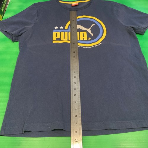 Puma Sport Lifestyle Blue T-Shirt Large Front Logo Small Back Logo - Picture 6 of 6