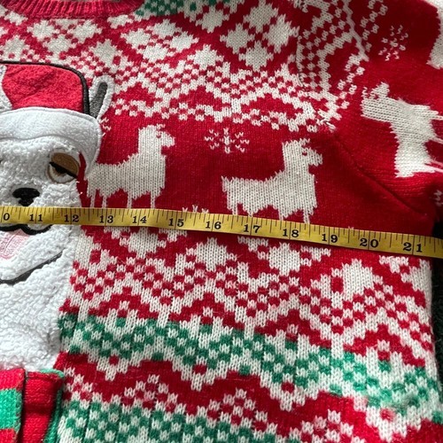 Jolly Sweaters llama ugly Christmas sweater red white green crew pullover Large - Picture 10 of 11