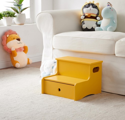 Kings Brand Furniture Toddler Step Stool for Kids with Storage, Banana - Picture 7 of 7