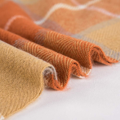 Orange Plaid Blanket Throw 50" X 67" Soft Reversible Dyed for Christmas Decor - Picture 4 of 12