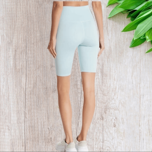 Alice + Olivia Aaron High Waist Biker Shorts in Powder Blue XL - Picture 3 of 4