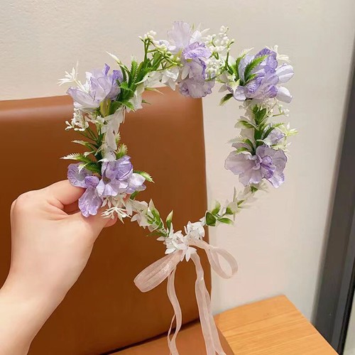 Flower Crown Wreath Headband Women Girl Princess Garland Hair Hoops Accessories - Picture 9 of 19