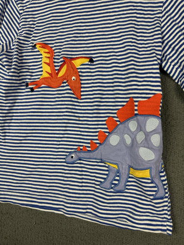Camisa Gymboree Niños 6 Dino Azul Rayas Naranja Dinosaurio Manga Larga Bordada - Imagen 2 de 6