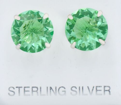 LAB CREATED 13.82 Cts GREEN FLUORITE EARRINGS .925 Sterling Silver-12mm- NWT - Picture 2 of 7