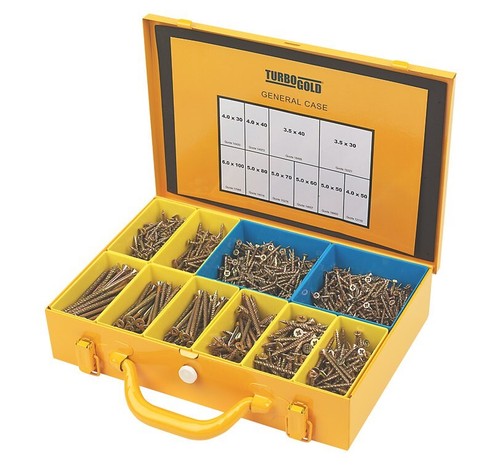 Turbo Gold PZ Doppel Senker Holzschrauben Handelskoffer 1400 Stck. - Bild 1 von 4