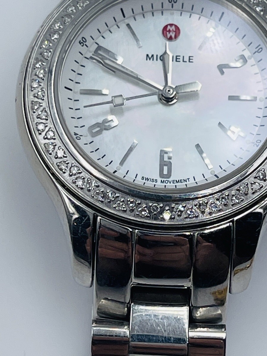 Michele Jetway Stainless Steel Diamond Quartz MOP Ladies  display picture 2