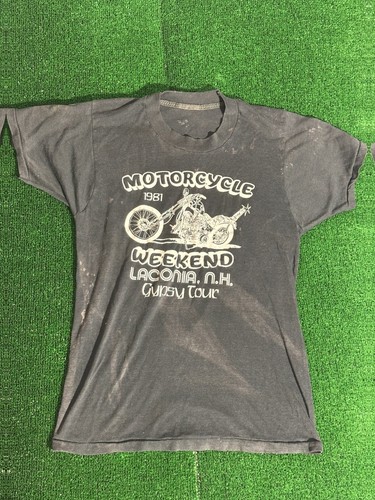 1981 Vintage Motorcycle Weekend Gypsy Tour Laconia NH T-Shirt - Picture 2 of 9