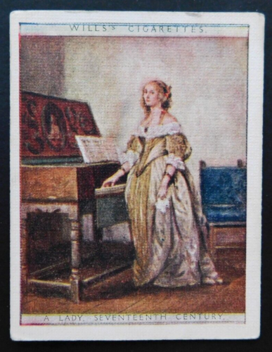 1929 Wills Cigarette Card English Period Costumes #15 A Lady Seventeenth Century - Picture 1 of 2