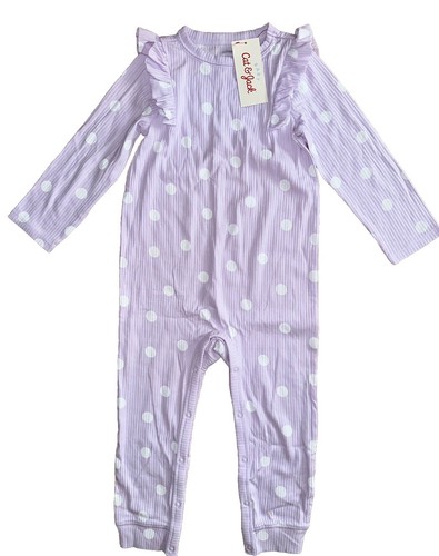 Cat & Jack Baby Girl Long Sleeve Polka Dot Ruffle Pants Romper with Headband - Picture 4 of 9