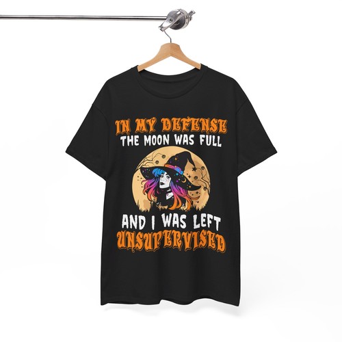 Halloween T-Shirt, In My Defense The Moon Was Full, Hexe süß Halloween Kostüm - Bild 3 von 13