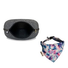 Travel Cat Tunnel Bed Cave with Groovy Bandana Collar - Cozy Hideaway  Styli...