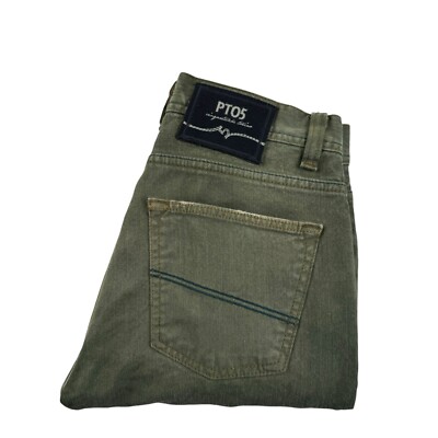 PT05 Torino Banlieue Green Garment Dyed Jeans Size 28X30 Excellent