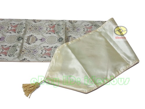 Amarillo Dorado 12.5"x76" Linterna Festival Doble Peces Brocado JACQUARD Corredor de Mesa - Imagen 7 de 7