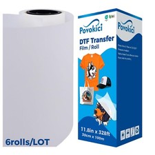 Bundle 11.8"x328ft DTF Transfer Film DTF PET FILM 6*Rolls Single Sided Warm Peel