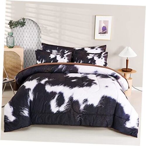 Cow Print Bedding Comforter Set Full Size, 8 Pieces Western Farmhouse Style