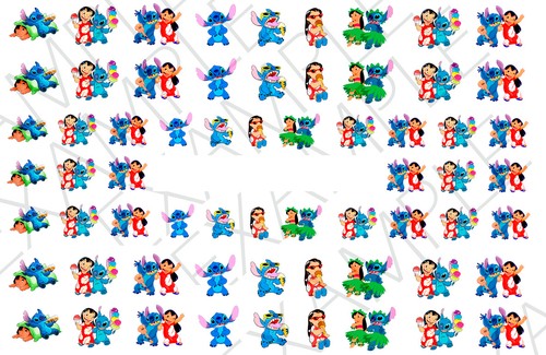 Juego de 64 pegatinas de transferencia para arte en uñas Lilo and Stitch - A1218 - Imagen 2 de 5