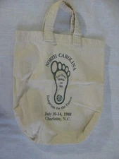 Vtg N Carolina Tar Heel State in 88 Footprints for the Future Cloth Shopping Bag