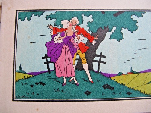 GOUACHE ORIGINALE Attr. RENE DE SAINT-MAURICE 1930 ART-DECO + CARTES BERTINI - Bild 4 von 4