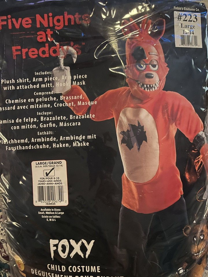 Five Nights at Freddy's Foxy Kids Costume L 1214 NEW Includes/ Mask