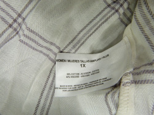 NWT William Rast Womens 1X White Day Dream Check Athena Short-sleeve Shirt - Picture 5 of 6