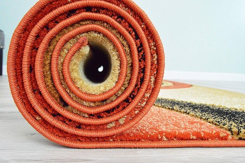 Premium Carved Modern Contemporary Abstract Rug 1504 6'6''x6'6''round Orange - Picture 2 of 9