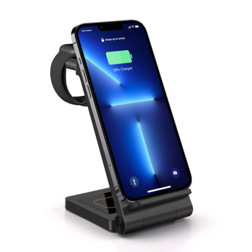 15W 3in1  Wireless Charger Dock Stand For Apple Watch iPhone 14 Pro Max 12 13 - Picture 1 of 13