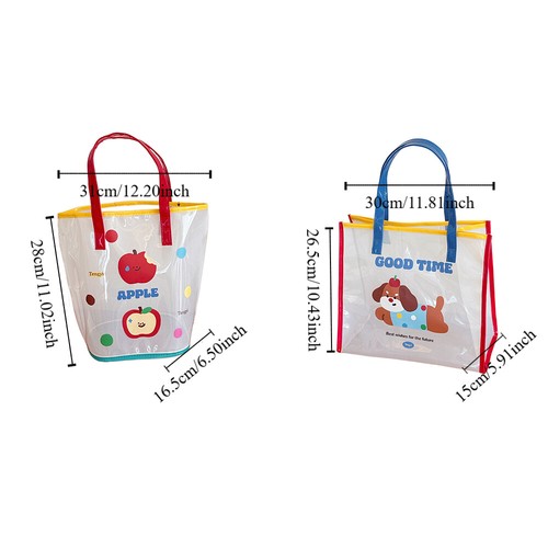 Waterproof PVC Beach Bag Cartoon Print Transparent Shoulder Bag Outdoor - Picture 3 of 18