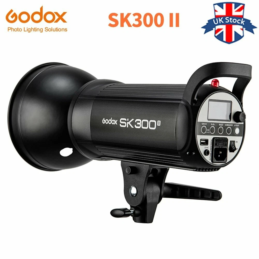 UK Godox SK300II 300w Photography Studio Strobe Flash Light Head With refelector