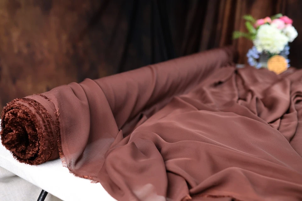 Tecido marrom Hi Multi chiffon - 60" de largura tecido transparente macio e fosco 1266 - Imagem 3 de 4