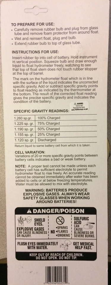 Hidrómetro de batería de corrección de temperatura East Penn Deka #00231 Foto 2 de 2