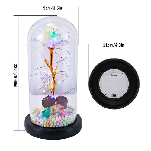 Eternal Rose In Glass Galaxy Flower Dome LED Light Holiday Valentine's Her Gifts - Picture 3 of 14