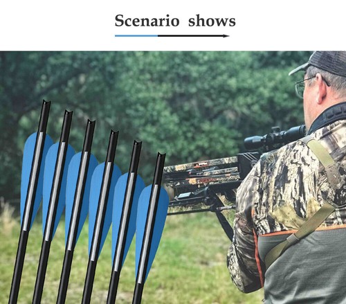 12Pcs 20 inch Bolts Carbon Arrows Half Moon Nocks 8.8mm Shaft Shooting hunting - Picture 4 of 56