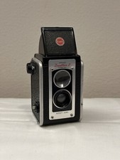 Vintage Kodak Duaflex II Black Silver Kodet Lens 620 Box Film Camera Untested