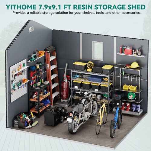 Okcora 7.9x9.1FT Outdoor Storage Shed w/Lockable Doors Plastic Shed for Patio - Picture 3 of 9