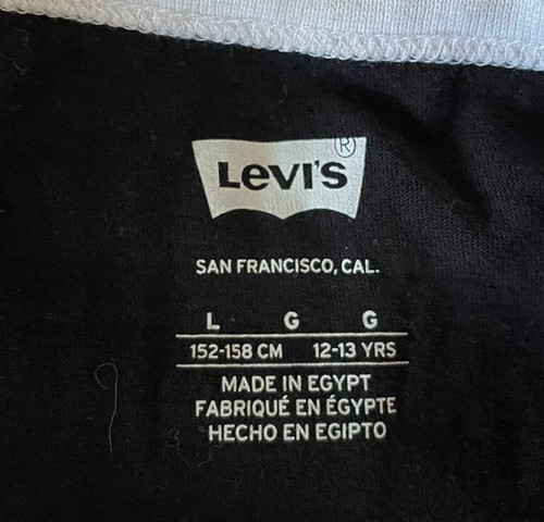 Lot Of 2 LEVIS Girls Large 12-13 10/12 T-shirt Black Red Ringer Jeans EUC - Picture 5 of 8