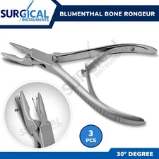 3 Pieces Of Blumenthal Bone Rongeur 30 Degree 6" Dental Instruments German Grade