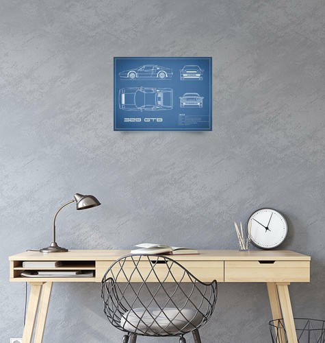 Poster - Ferrari 328 GTB Blueprint, Retro Modern Patent, 3 Sizes - Picture 3 of 17