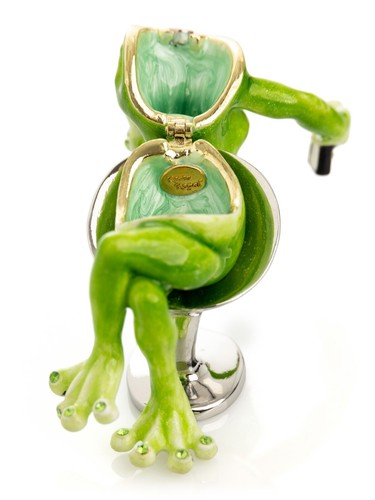 Keren Kopal Frog Taking a Selfie  Trinket Box Decorated with Austrian Crystals - Picture 12 of 18