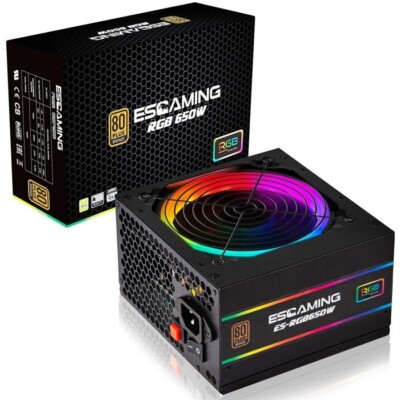 ESGAMING 650W Computer Power Supply 80 Plus Bronze Certified LightMode